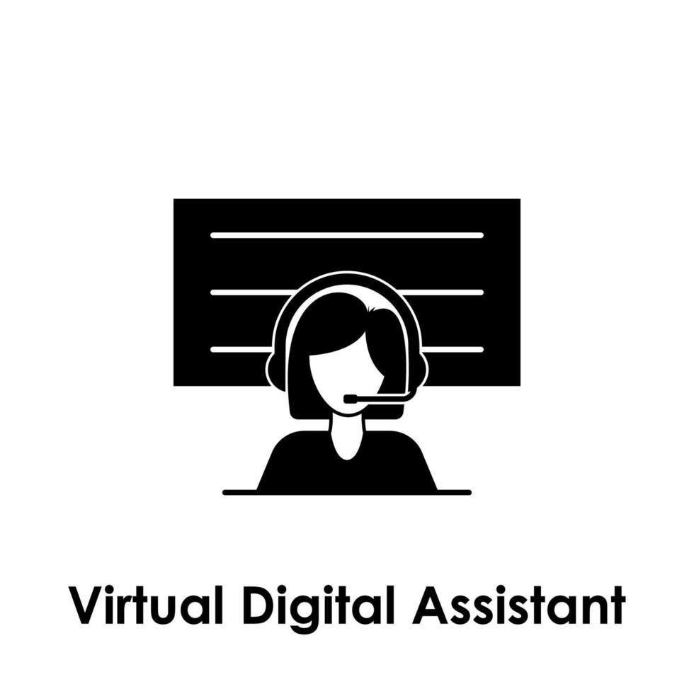 board, woman, support, virtual digital assistant vector icon illustration