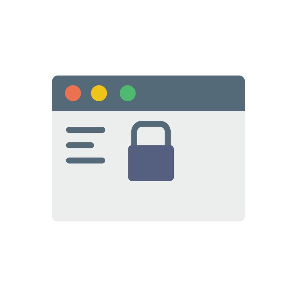 Browser, web site, lock vector icon illustration
