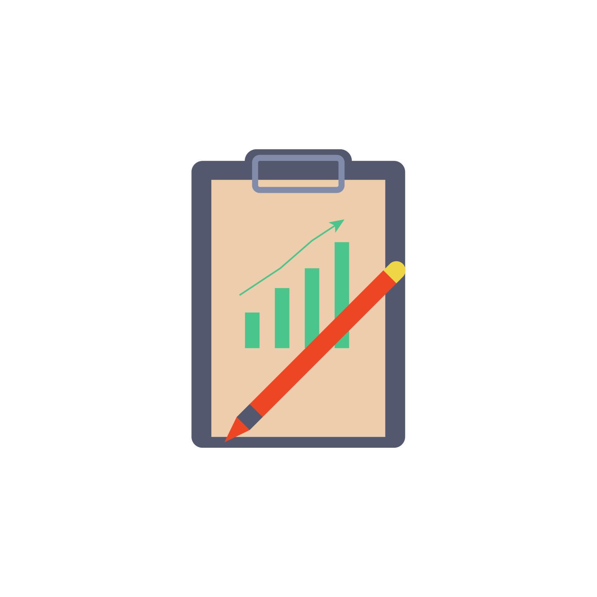 financial chart on paper and pencil colored vector icon illustration