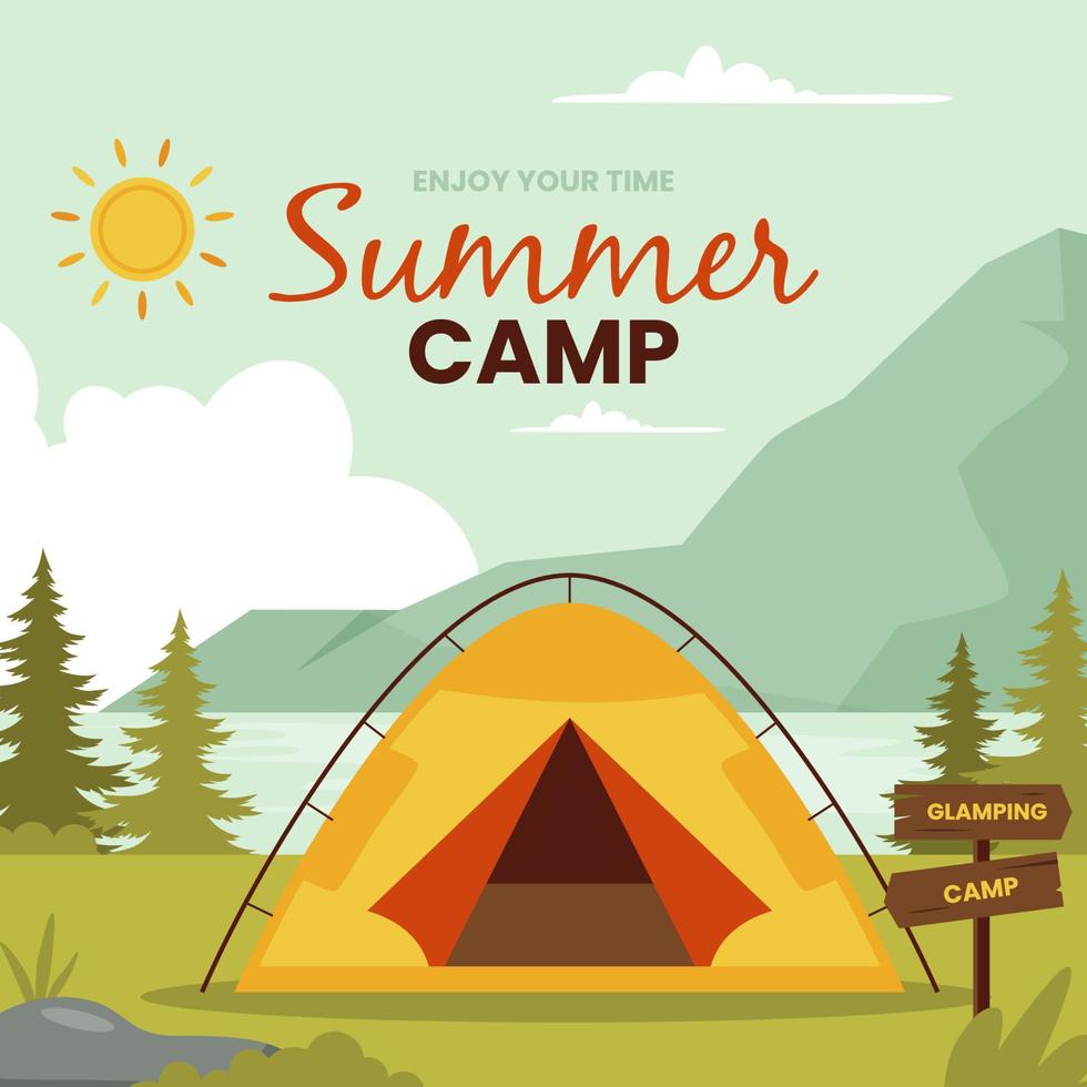 Summer camp illustration landing page concept vector