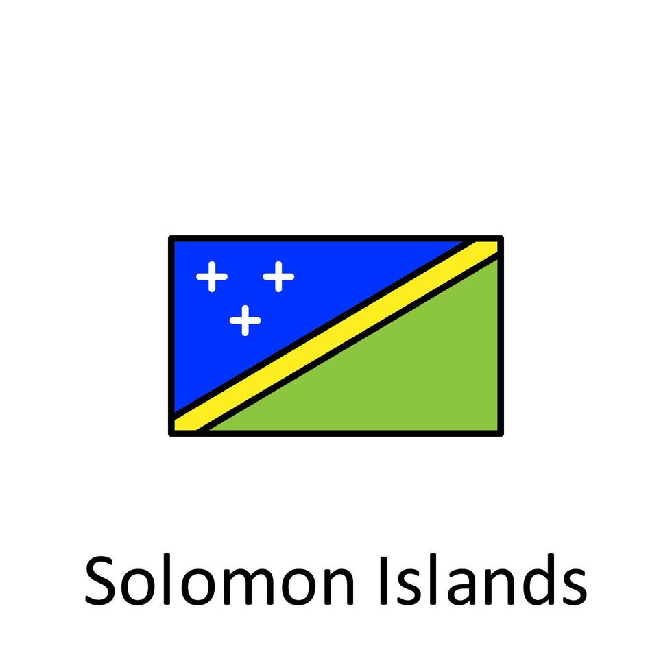 National flag of Solomon Islands in simple colors with name vector icon illustration