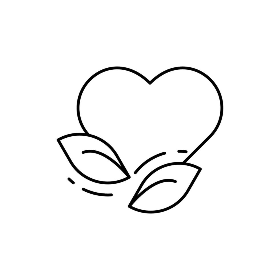 Leafs, heart, love ecology vector icon illustration