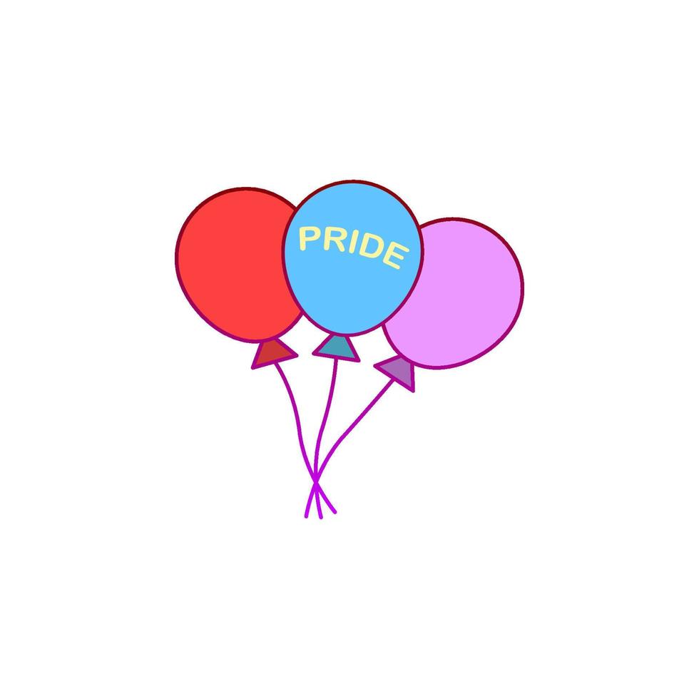 Balloons, pride day vector icon illustration