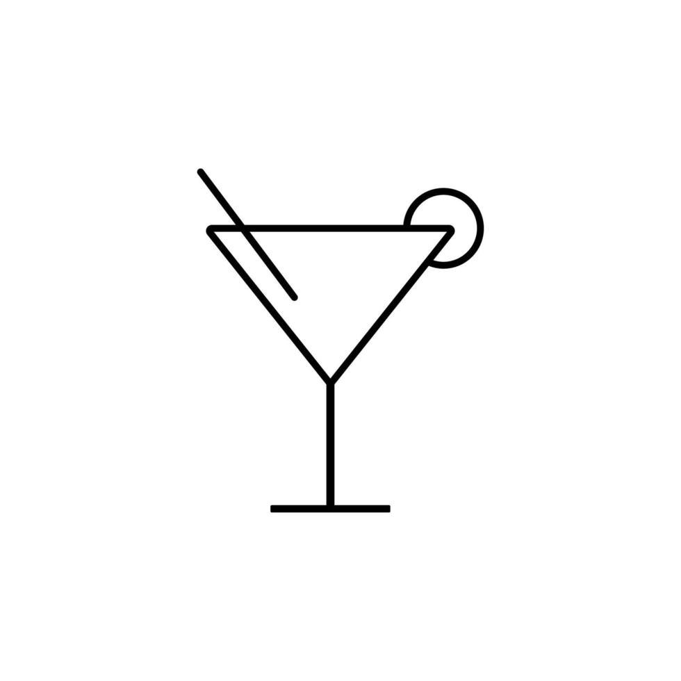 cocktail glass simple line vector icon illustration