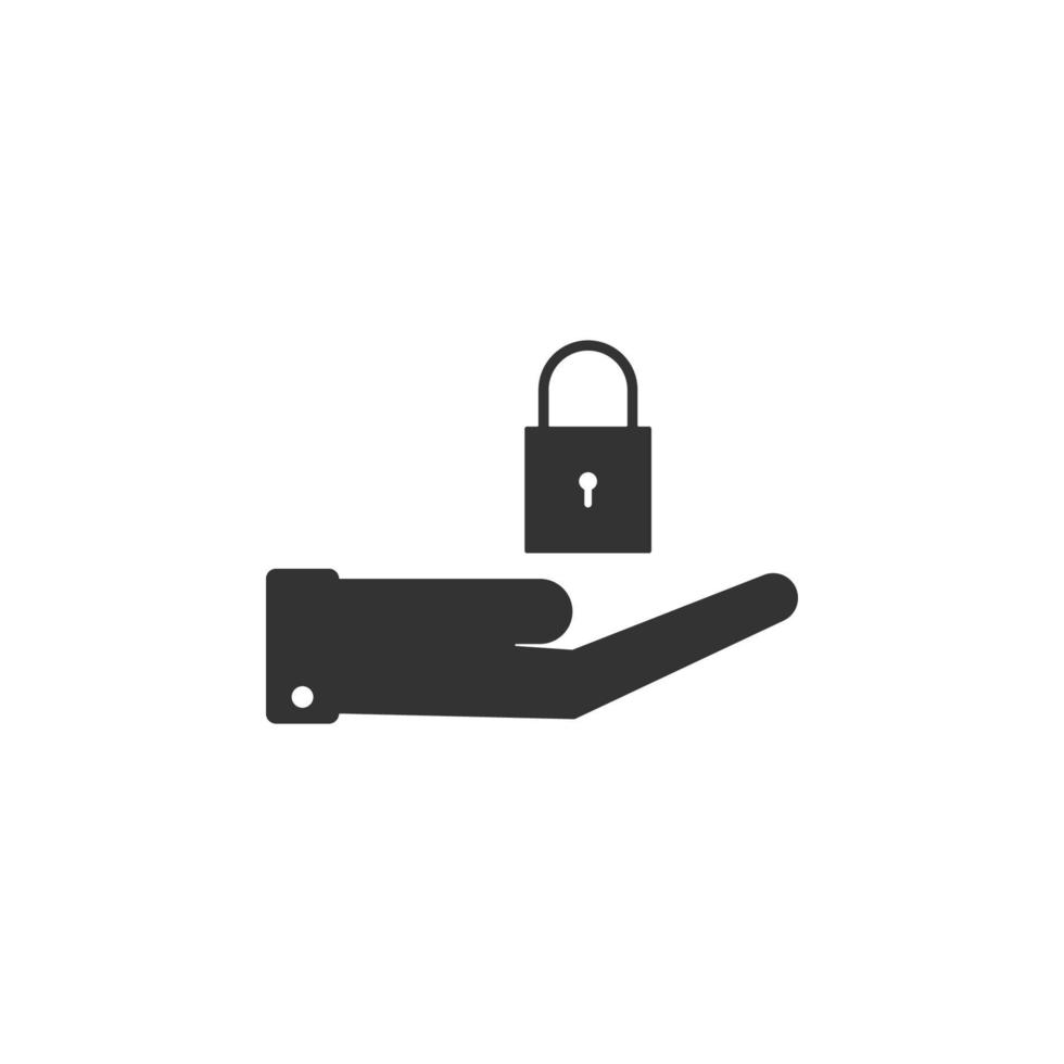 hand, lock, block, business vector icon illustration