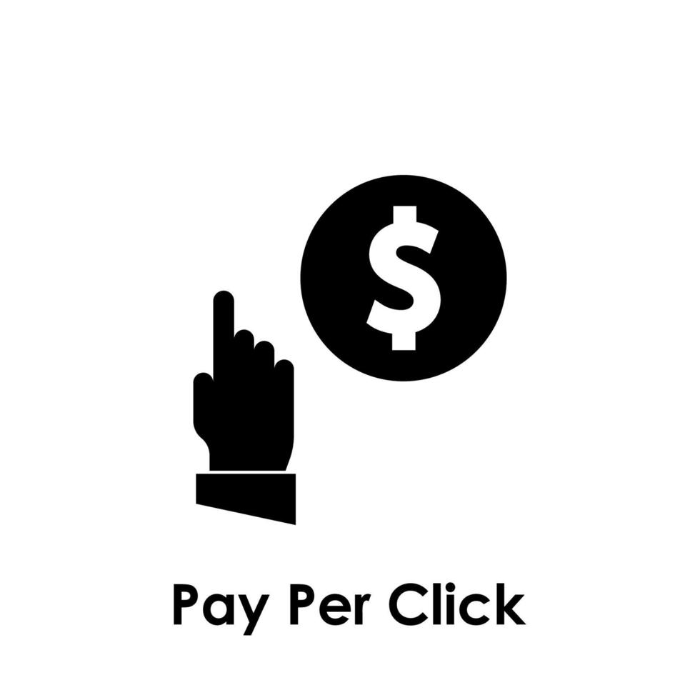 hand, dollar, pay per click vector icon illustration