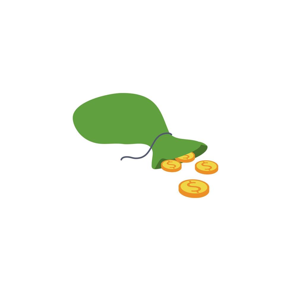 bolso con dinero de colores vector icono ilustración