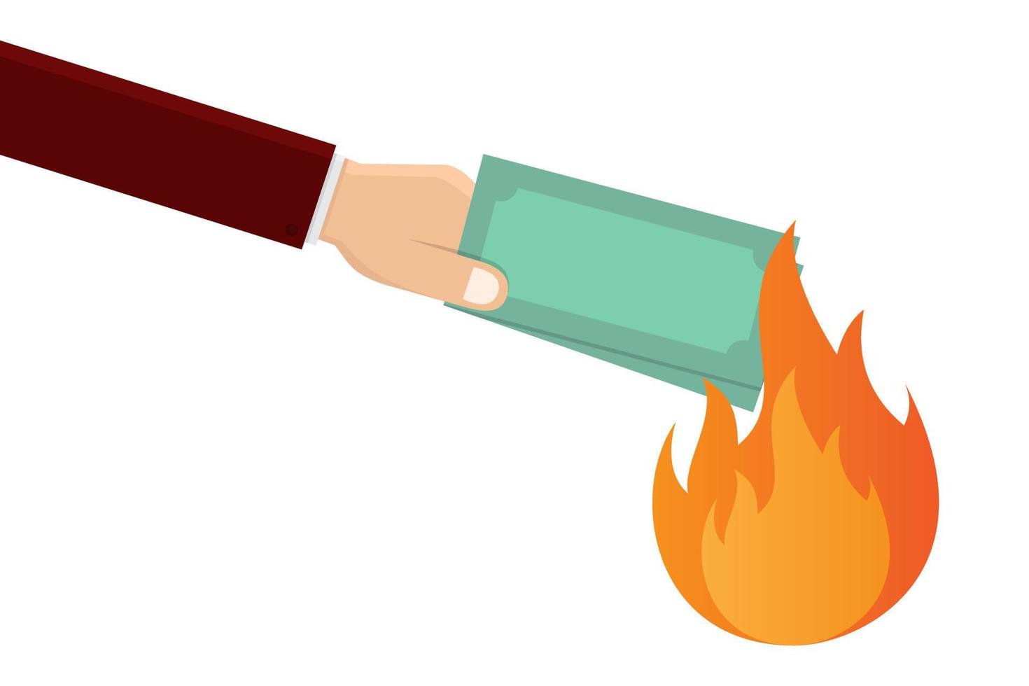 Hand hold money and burn money vector design illustration