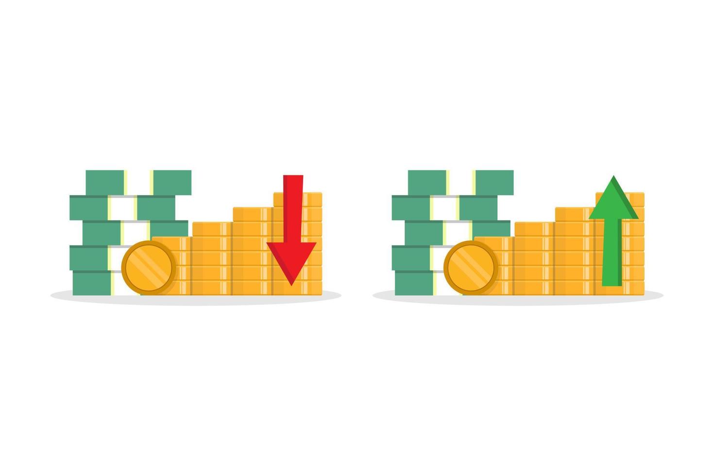 Money up and down, money profit and loss vector illustration design