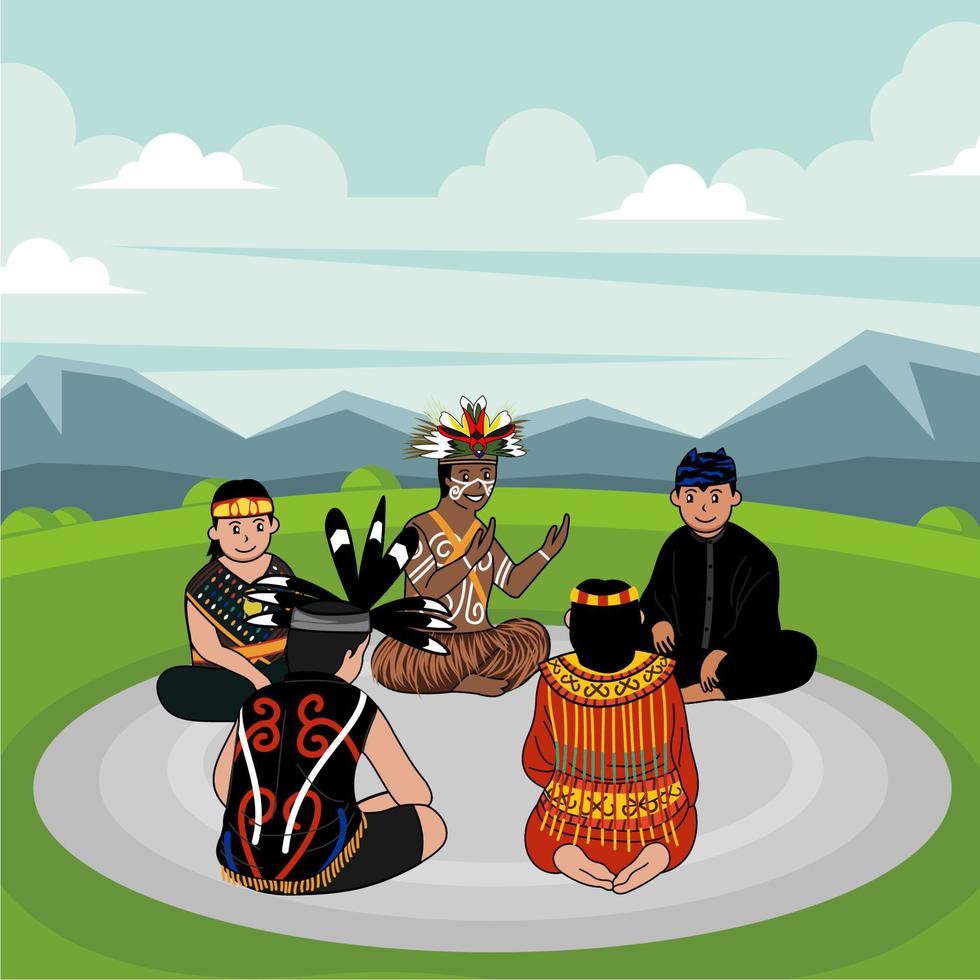 Indonesian inter-tribal deliberation vector