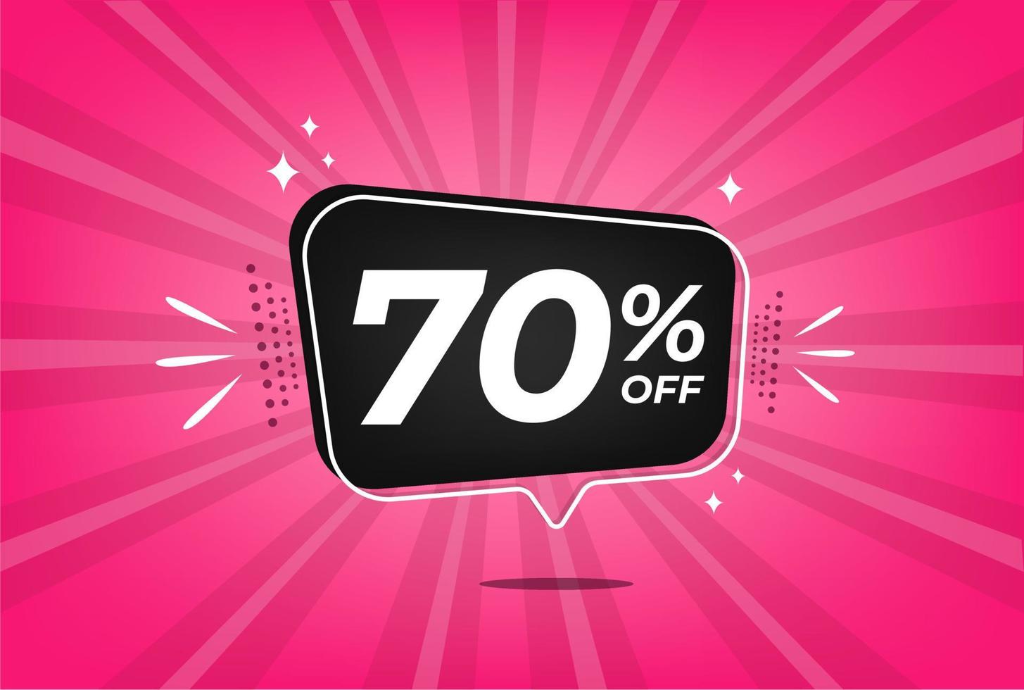 70 percent discount. Pink banner with floating balloon for promotions and offers. vector