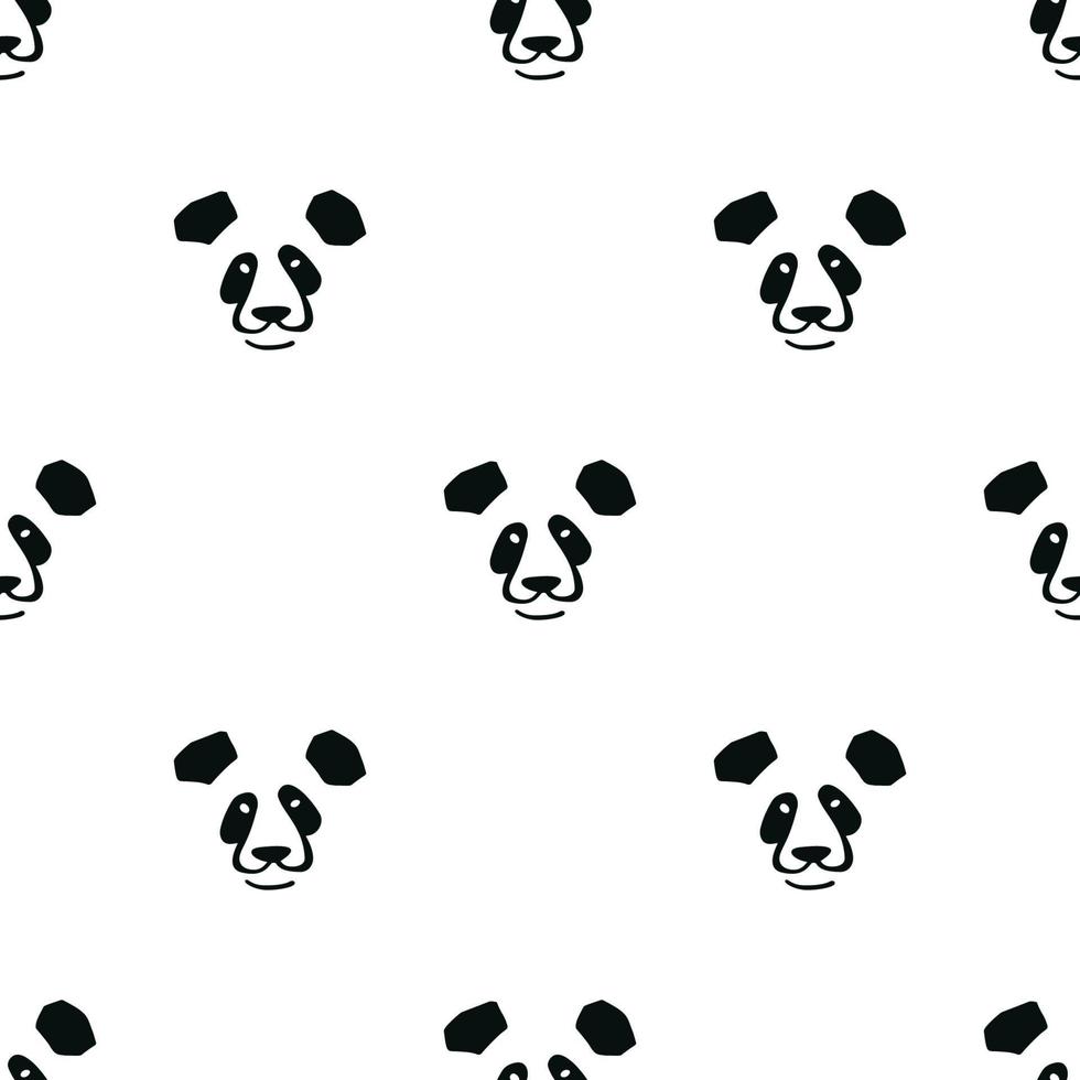 Seamless pattern with panda bear head illustration in minimalist style on white background vector
