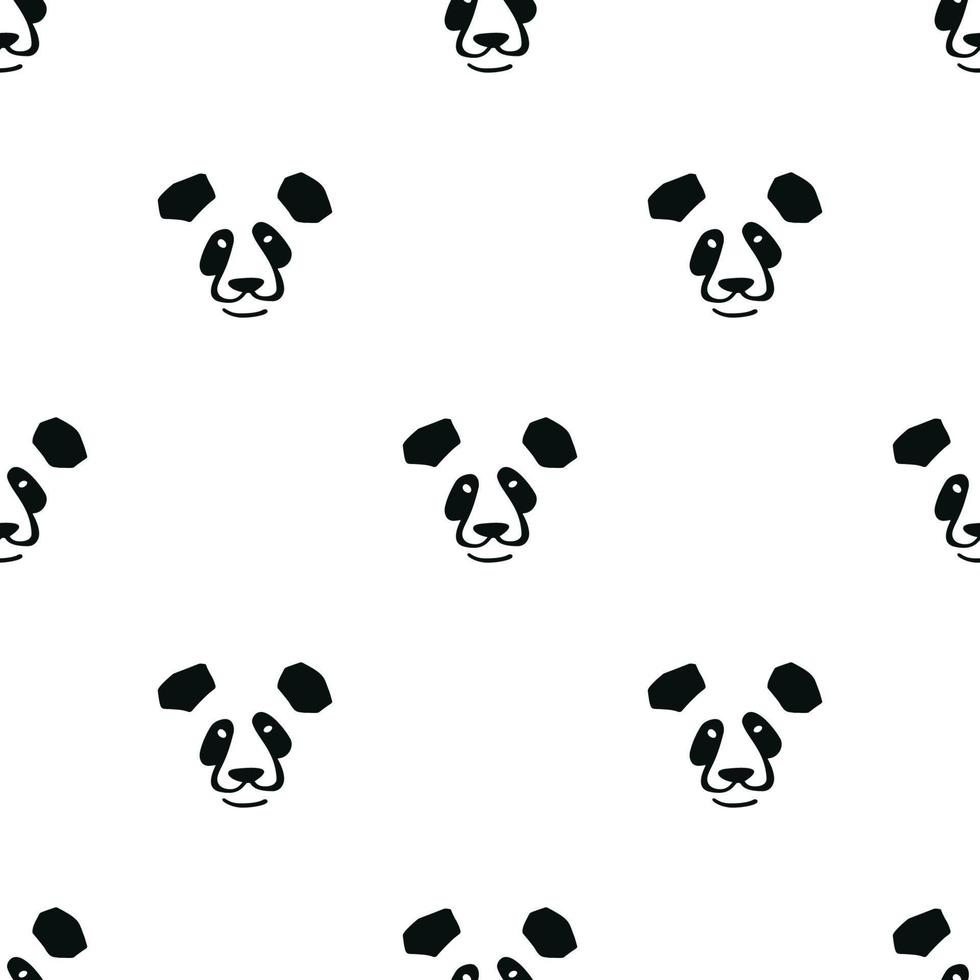 Seamless pattern with panda bear head illustration in minimalist style on white background vector