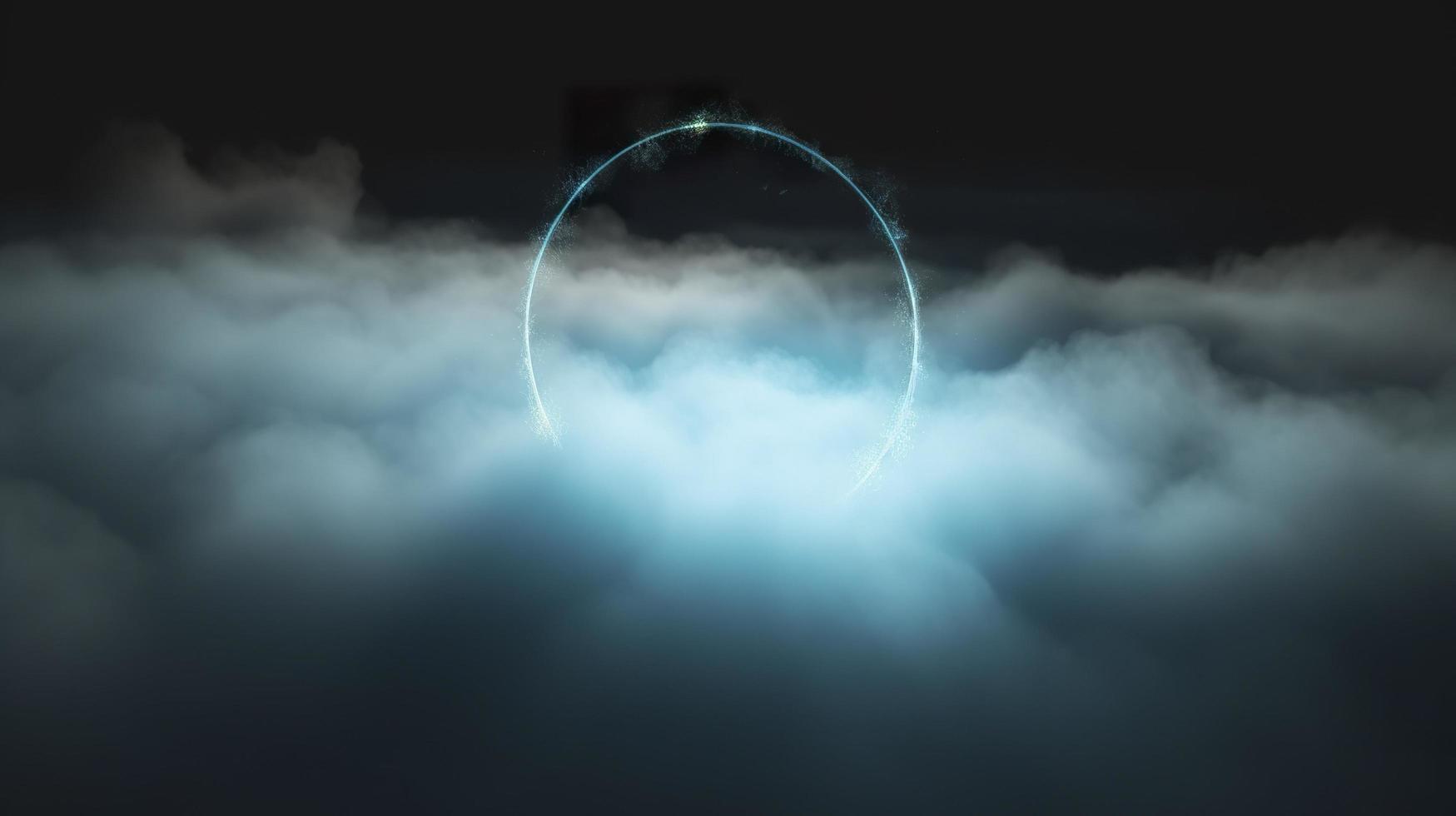 cloud clouds frame blue light, in the style of circular abstraction, 8k resolution, cosmic symbolism, dark symbolism, ethereal landscape, generat ai photo