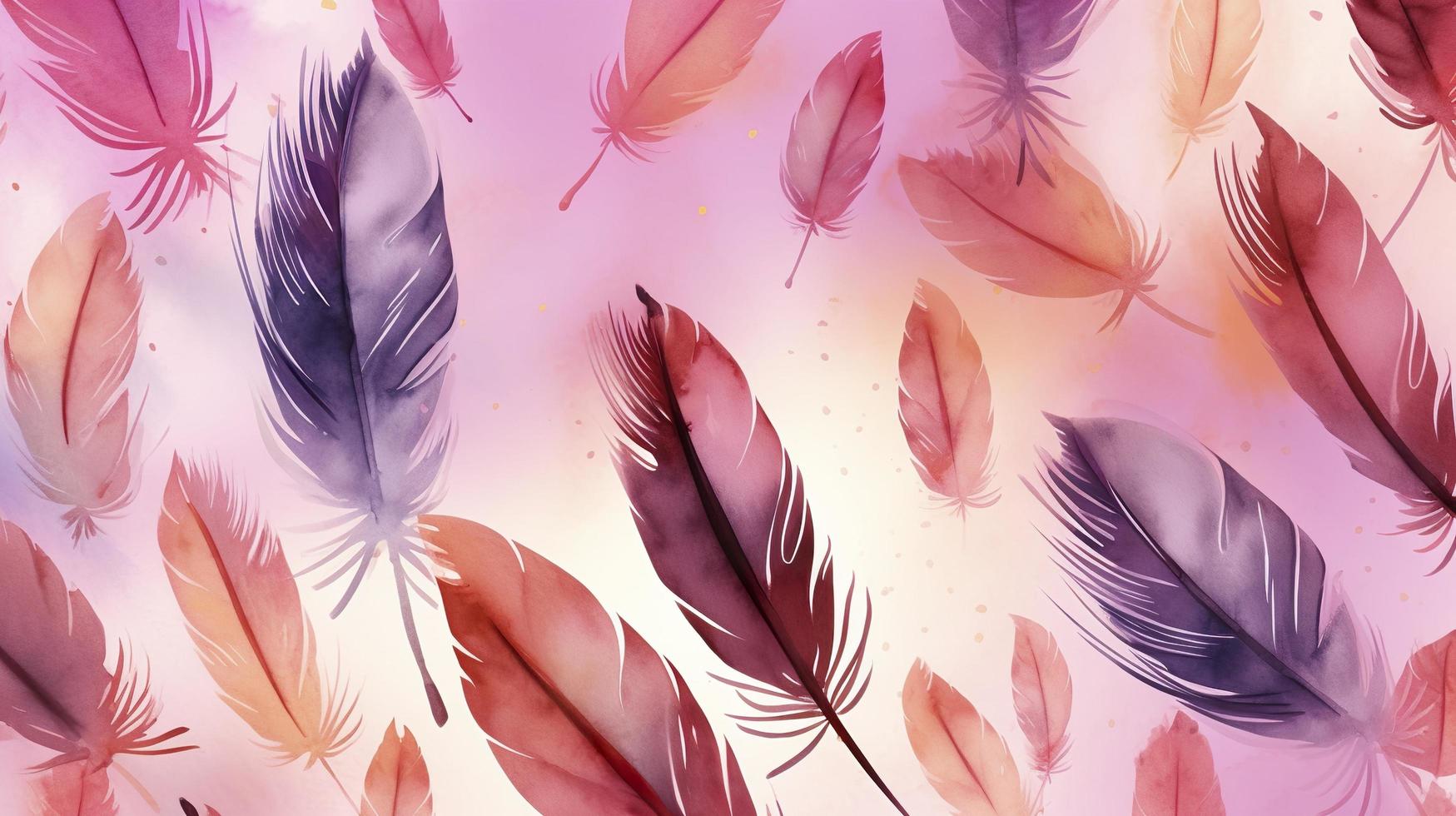 coloured feathers in pink on the background, in the style of subtle shading, anime aesthetic, wallpaper, pigeoncore, free brushwork, translucent color, generat ai photo
