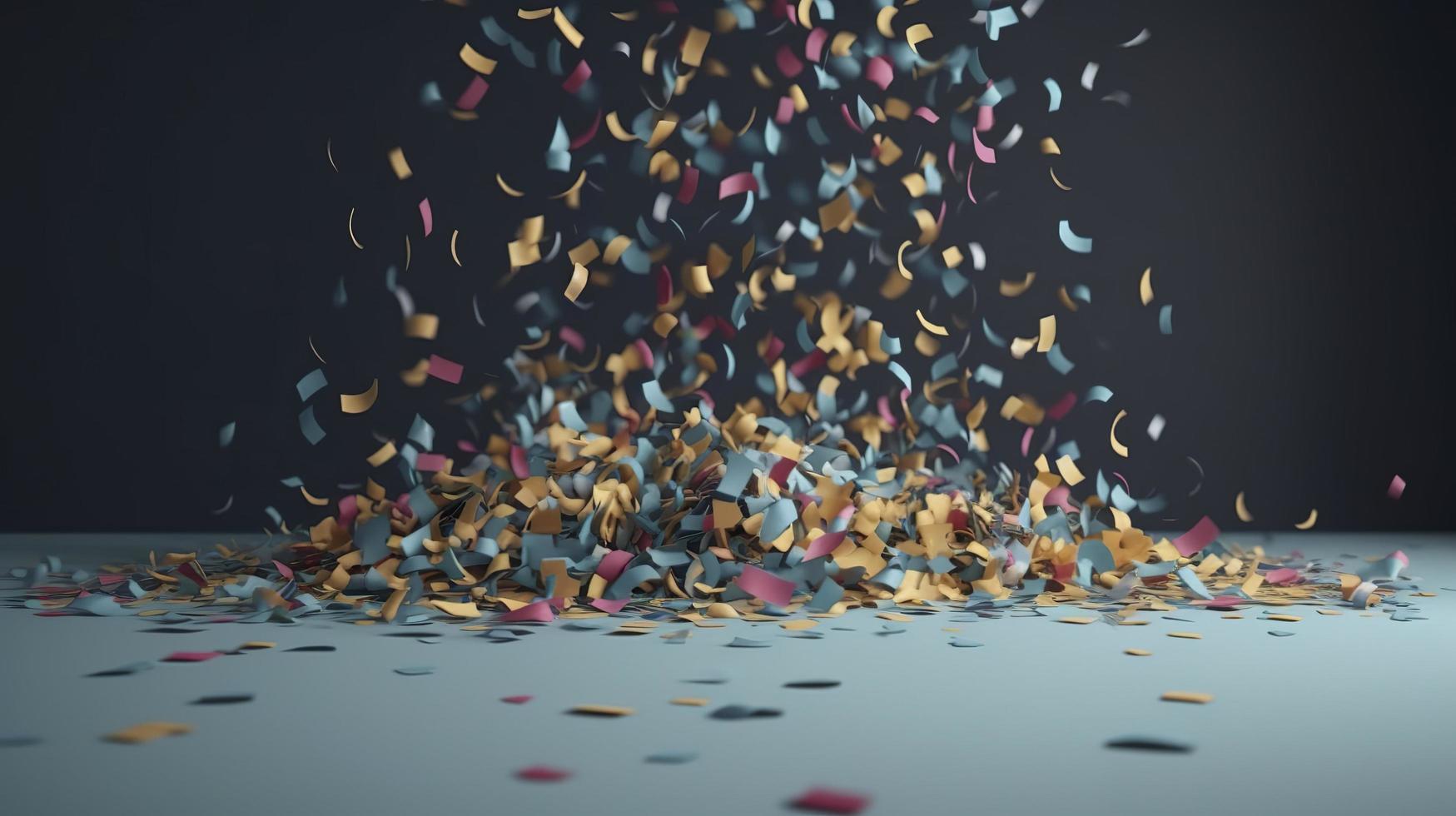 confetti and bubbles flying in the light, in the style of gray and blue, vibrant stage backdrops, detailed backgrounds, sky-blue and gold, light purple and red, generat ai photo