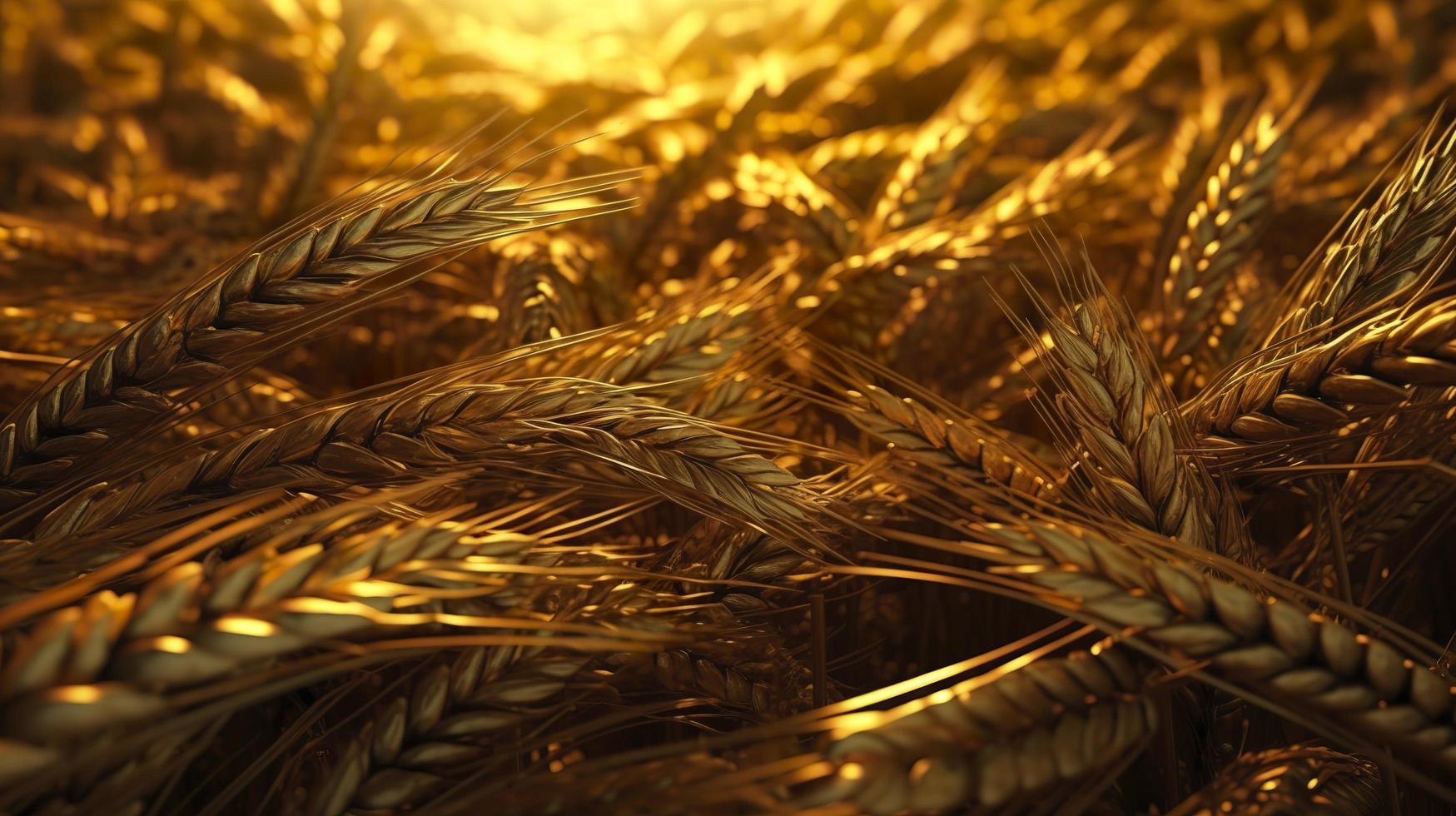 golden rye field from up close, molecular art, 3D, argentic grain, Ultra, HD, generat ai photo