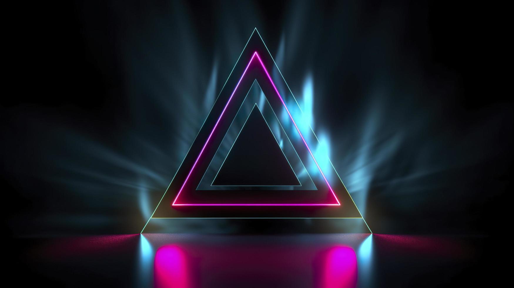 neon triangle background isolated on dark background, vector illustration, style zachowcin, in the style of neon and fluorescent light, neon realism, generat ai photo