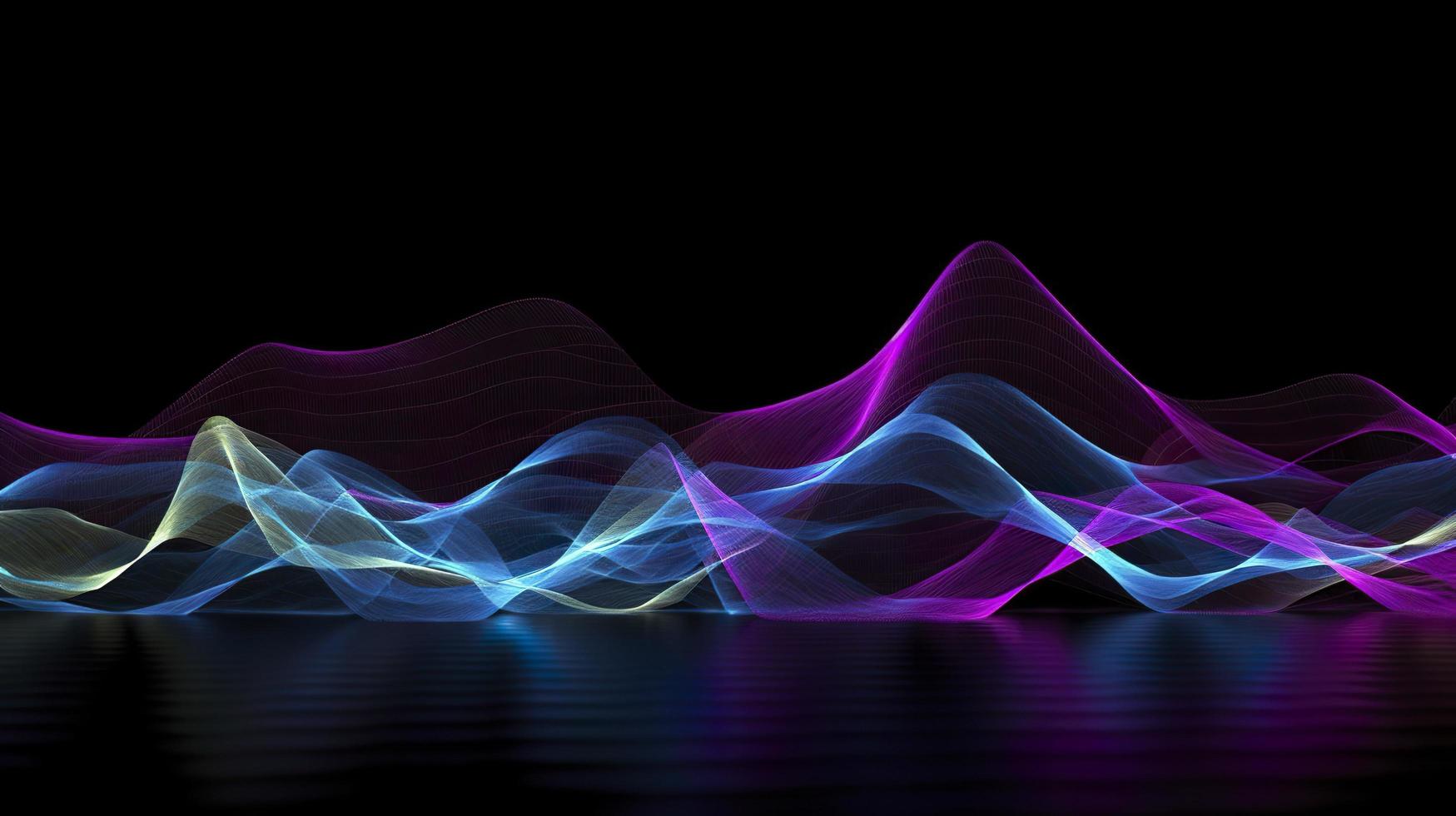 abstract background with glowing purple and golden and blue wavy lines, generate ai photo