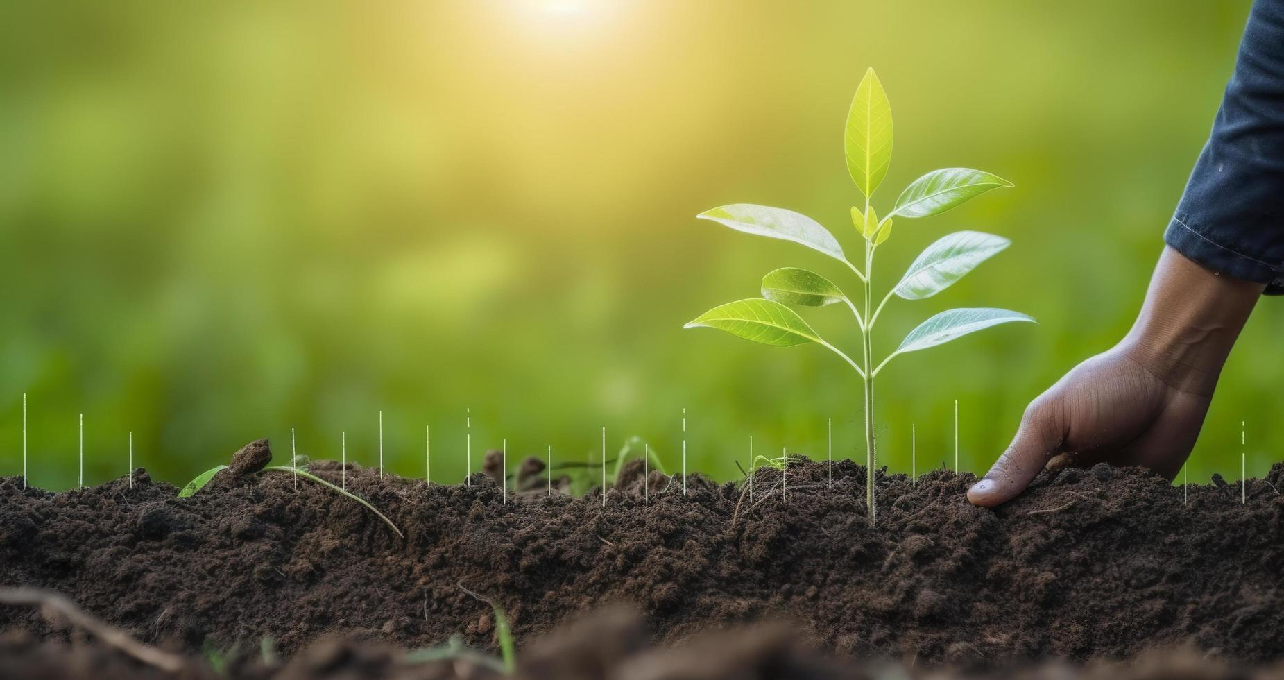 Photo doing csr by planting trees, csr concept and business planting saplings of trees, generat ai