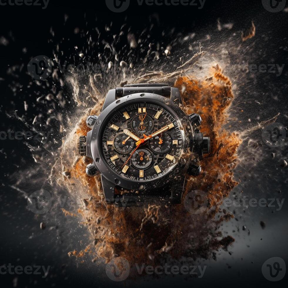 Powerful Explosion and Designer Watch in Commercial graphy photo