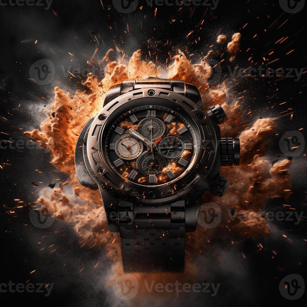 Powerful Explosion and Designer Watch in Commercial graphy photo