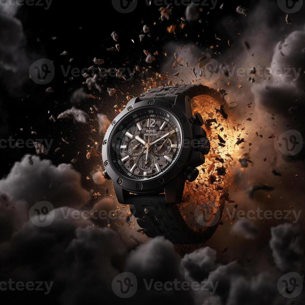 Powerful Explosion and Designer Watch in Commercial graphy photo