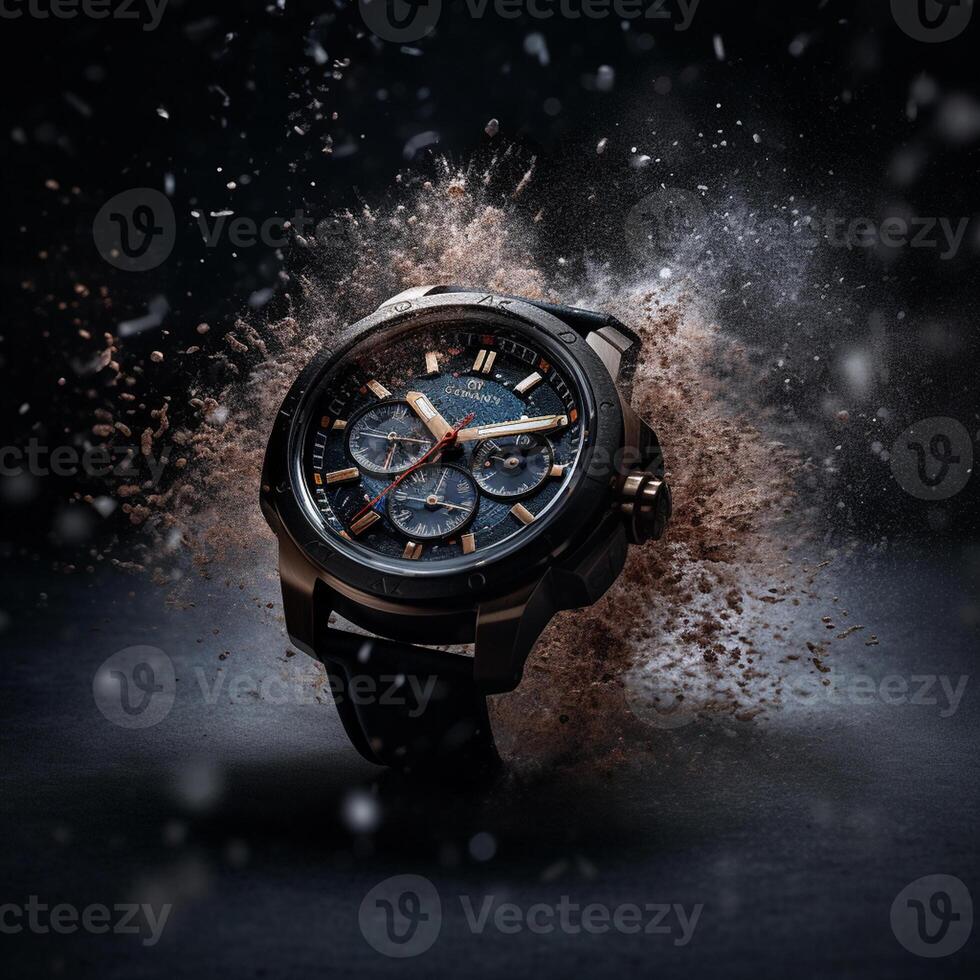 Powerful Explosion and Designer Watch in Commercial graphy photo