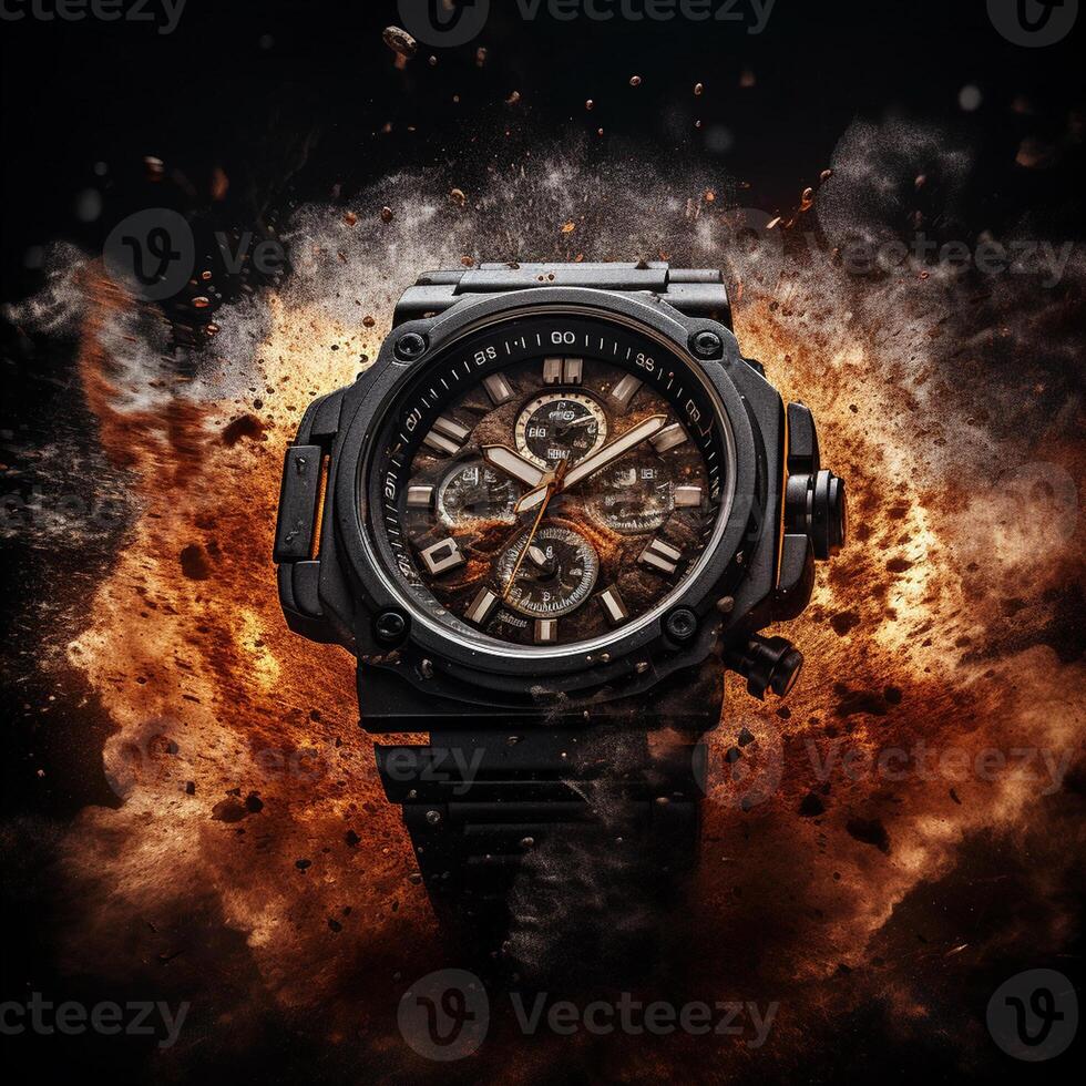 Powerful Explosion and Designer Watch in Commercial graphy photo