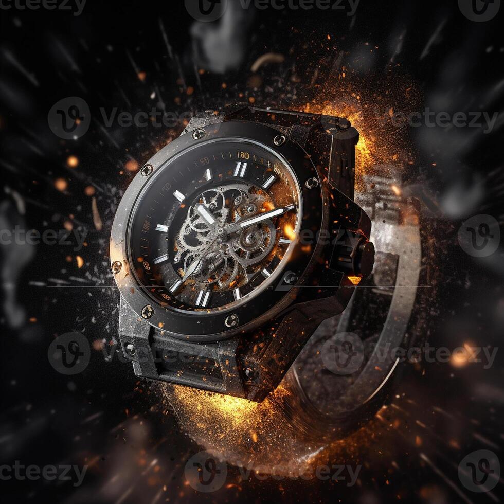 Powerful Explosion and Designer Watch in Commercial graphy photo