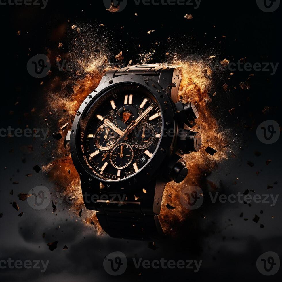 Powerful Explosion and Designer Watch in Commercial graphy photo