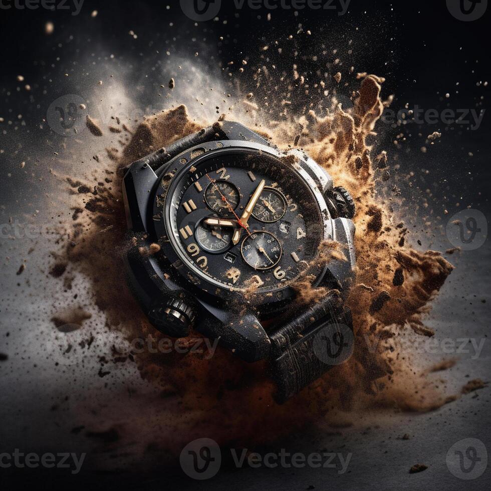 Powerful Explosion and Designer Watch in Commercial graphy photo