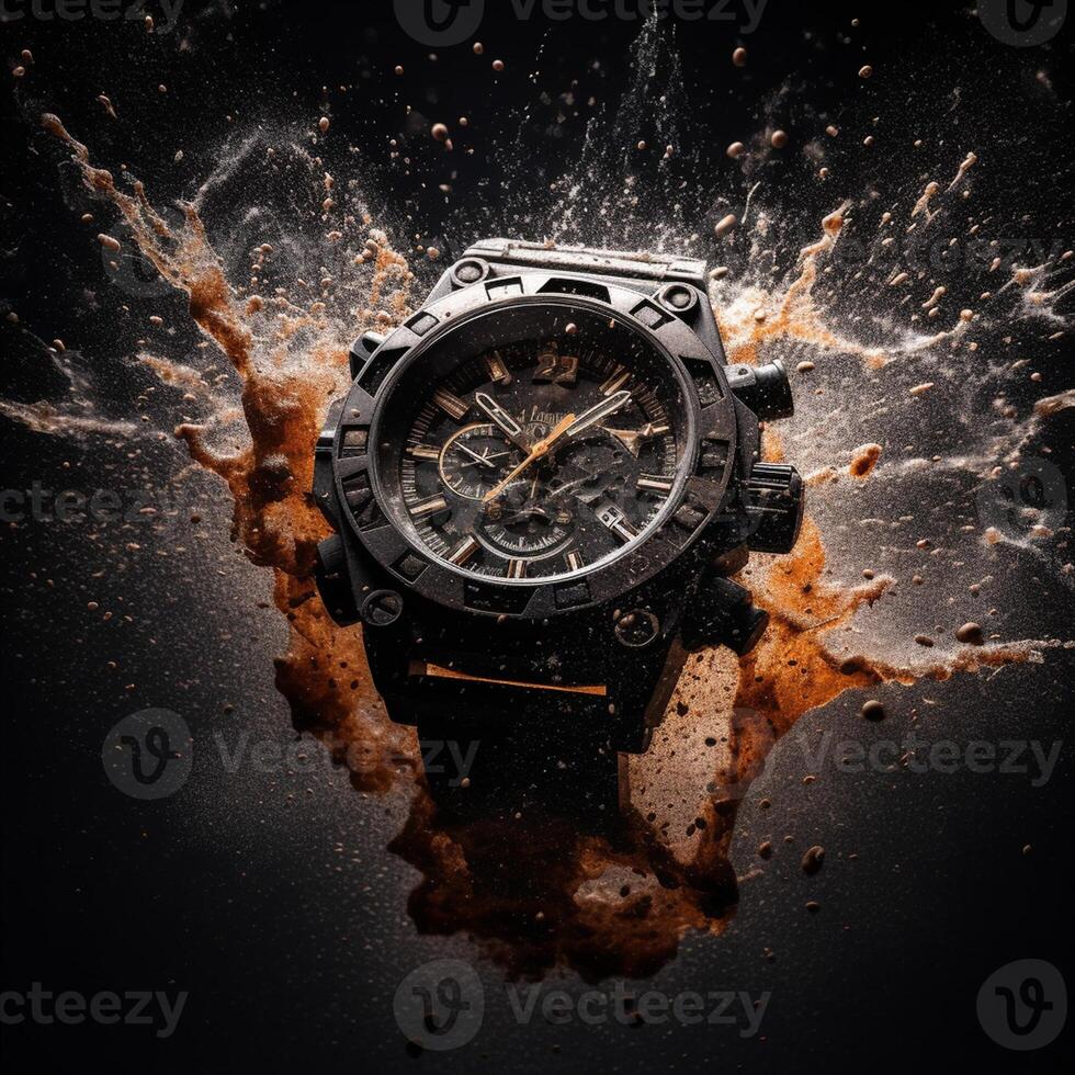 ai generativo poderoso explosión y diseñador reloj en comercial fotografía foto