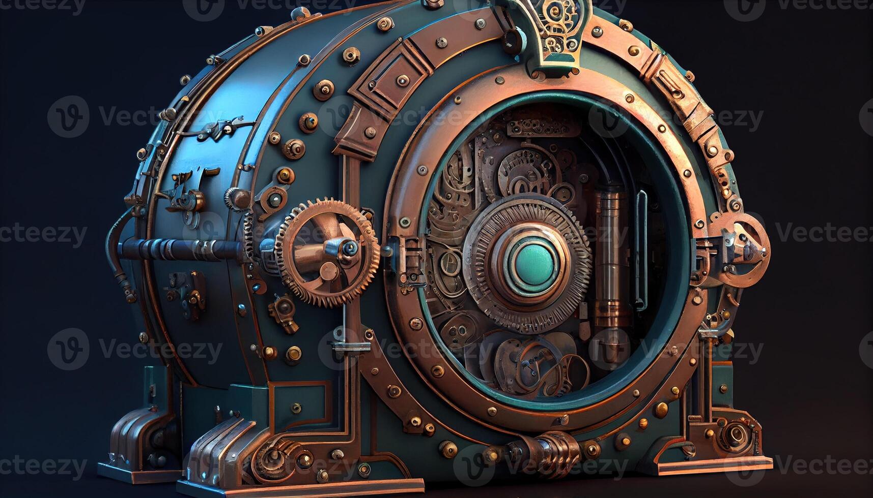 steampunk portal generator, digital art illustration, photo
