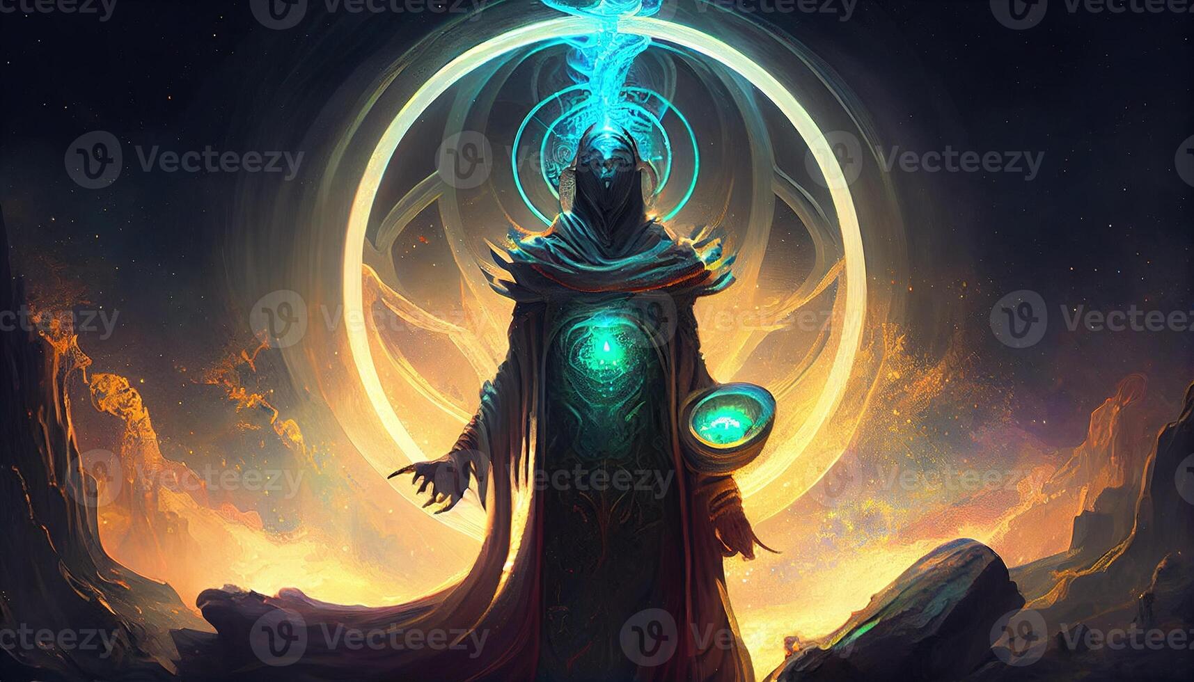 spiritual sentinel depict, digital art illustration, photo