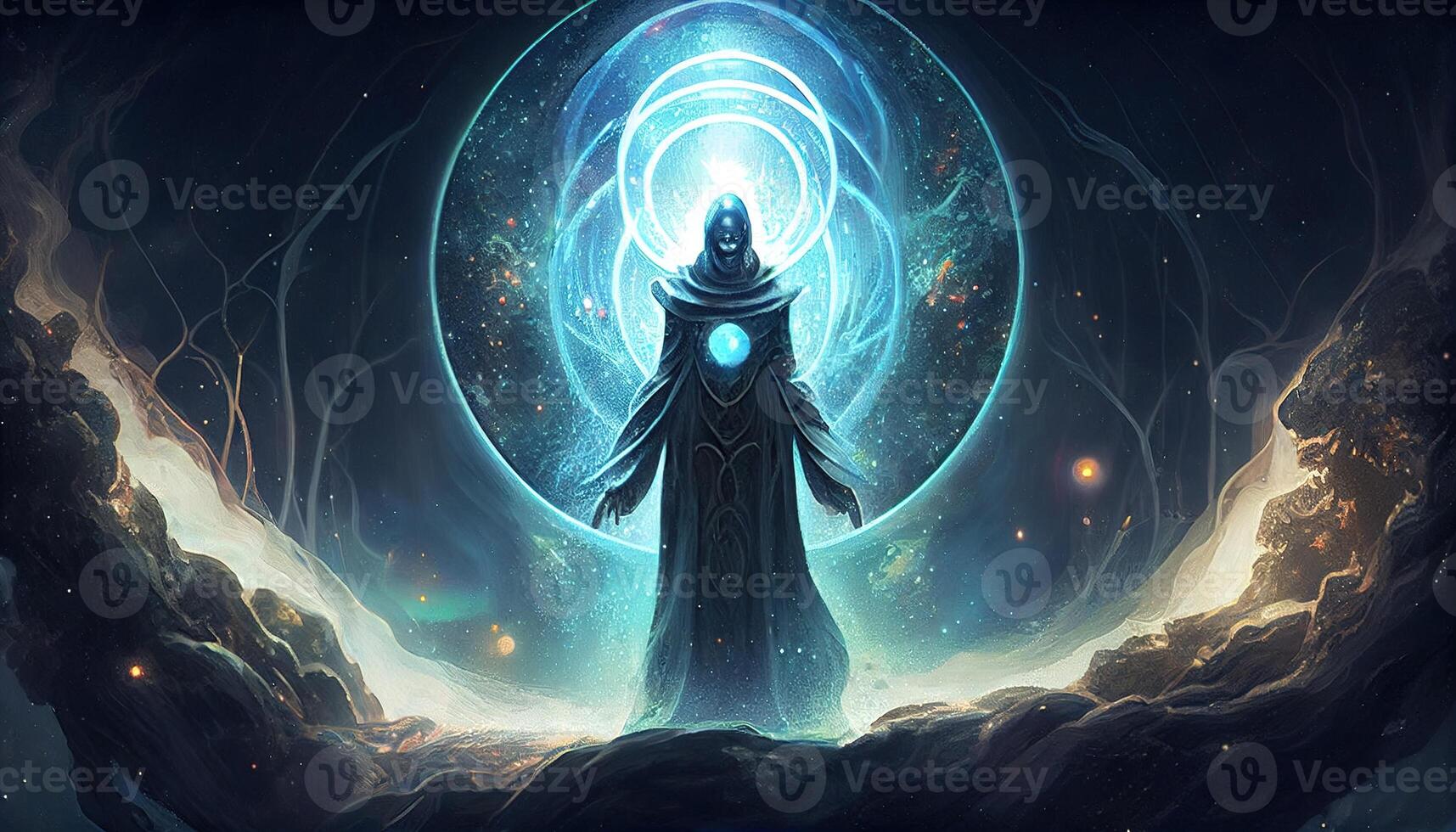spiritual sentinel depict, digital art illustration, photo