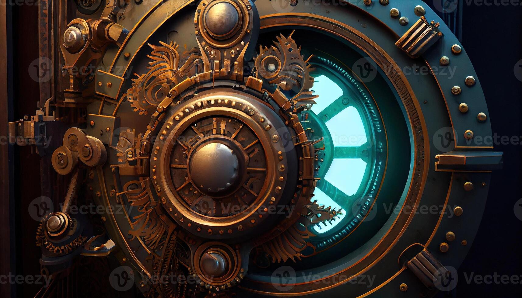 steampunk portal generator, digital art illustration, photo