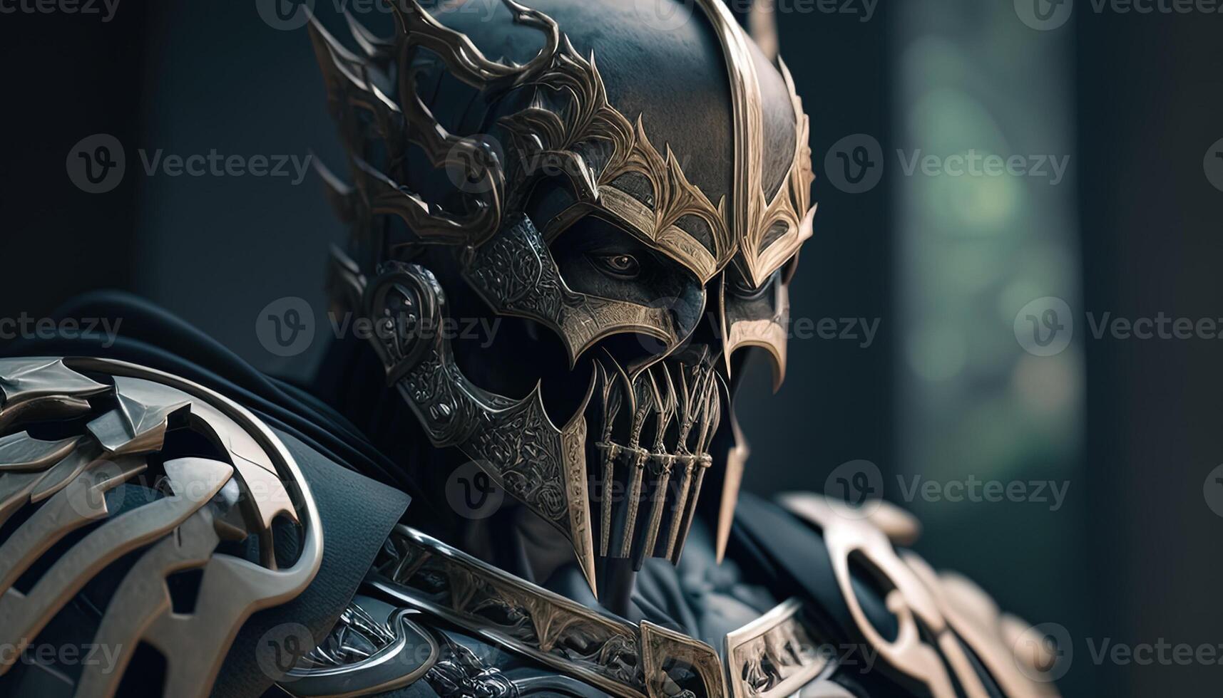the dark knight skull warrior, digital art illustration, photo