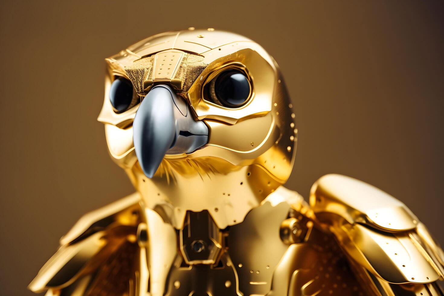 golden eagle metal robot, generated technology photo