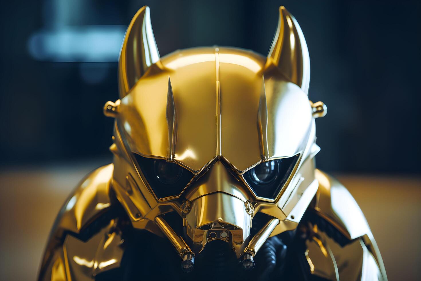 golden bat metal robot, generated technology photo