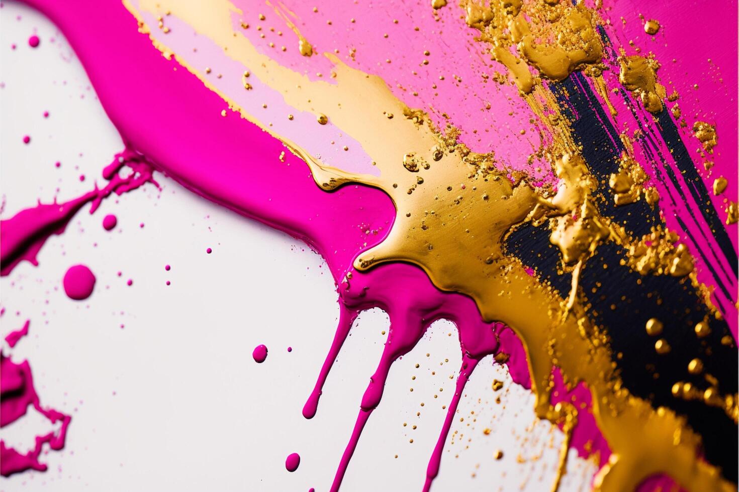 pink and gold paint splattered on a white surface. . photo