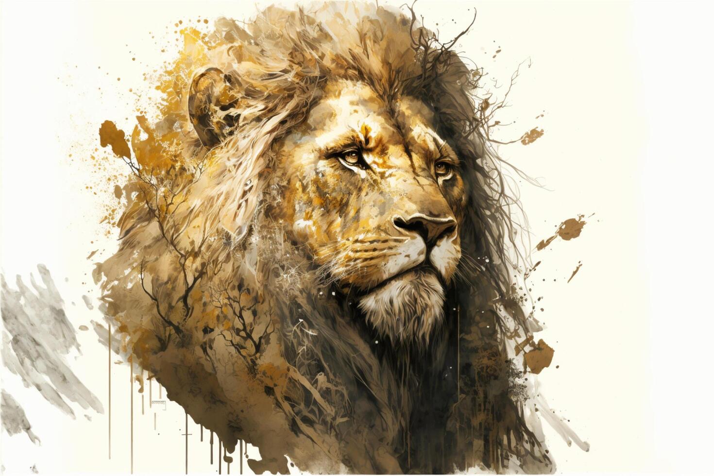 close up of a painting of a lion. . photo