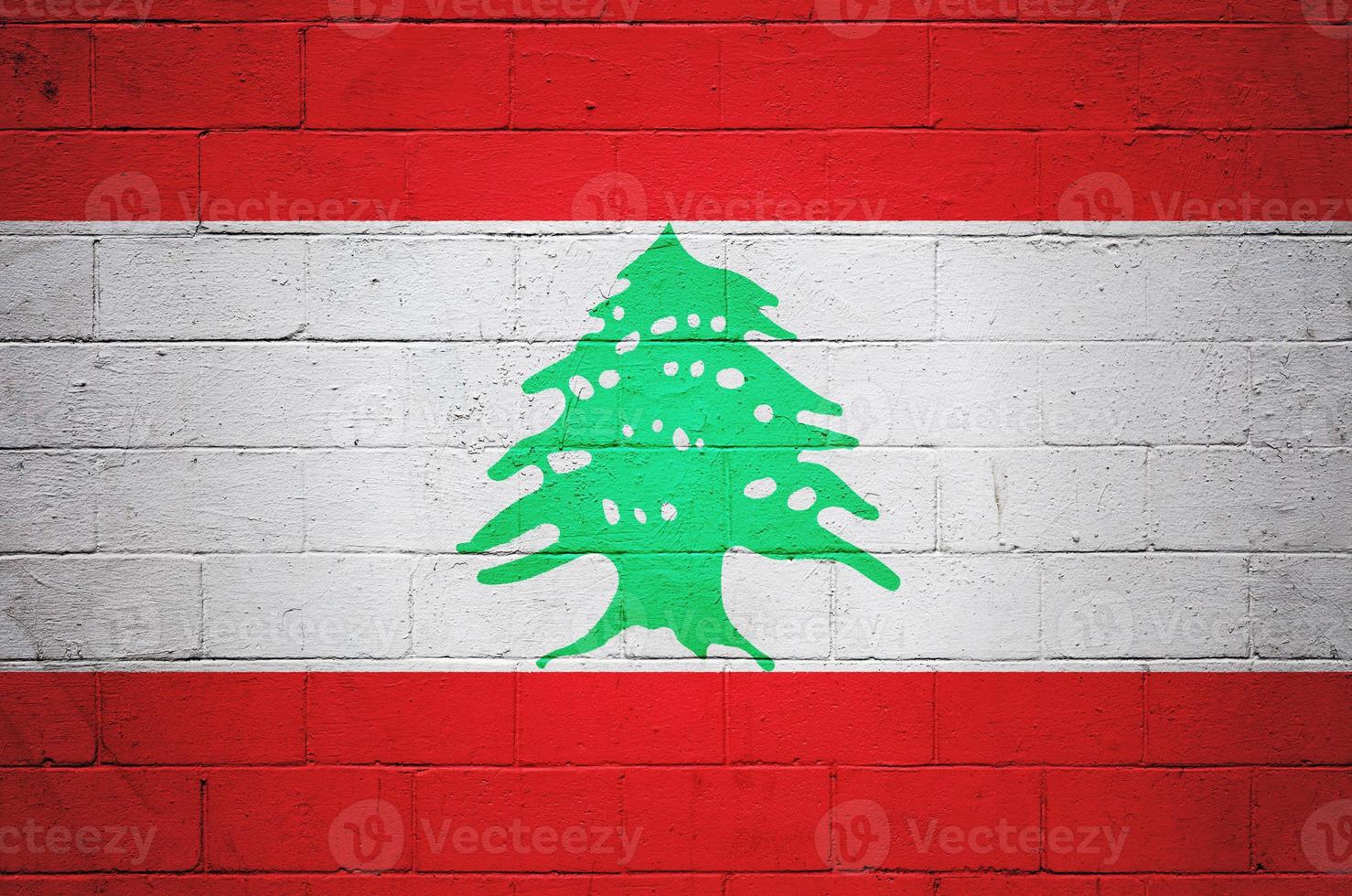 Flag of Lebanon painted on a wall photo