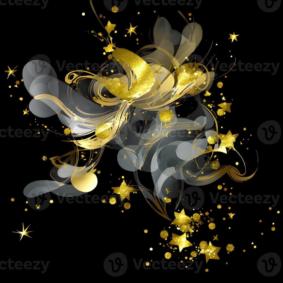 Abstract multicolor paint splash explosion on black background, Abstract swirling background, Watercolor glitter texture, photo