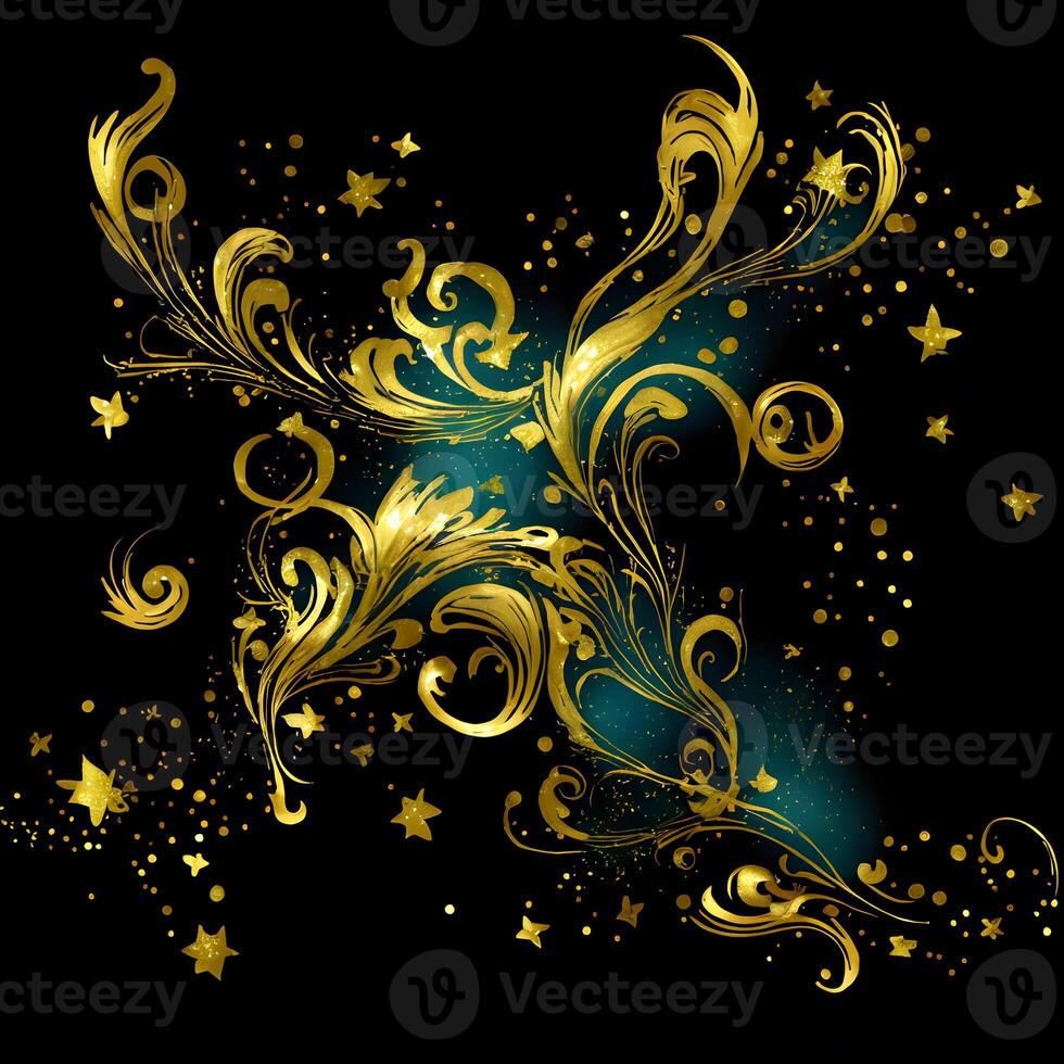Abstract multicolor paint splash explosion on black background, Abstract swirling background, Watercolor glitter texture, photo