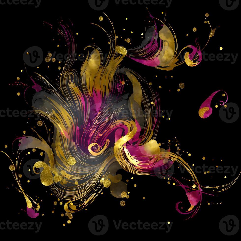 Abstract multicolor paint splash explosion on black background, Abstract swirling background, photo