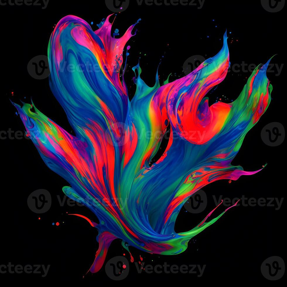 Abstract colorful splash background ,Watercolor swirling splash painting texture, Paint splashes on black background, photo