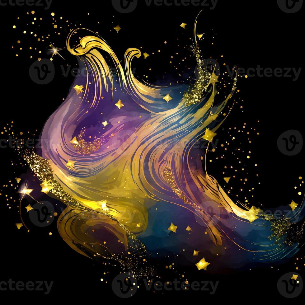 Abstract multicolor paint splash explosion on black background, Abstract swirling background, Watercolor glitter texture, photo