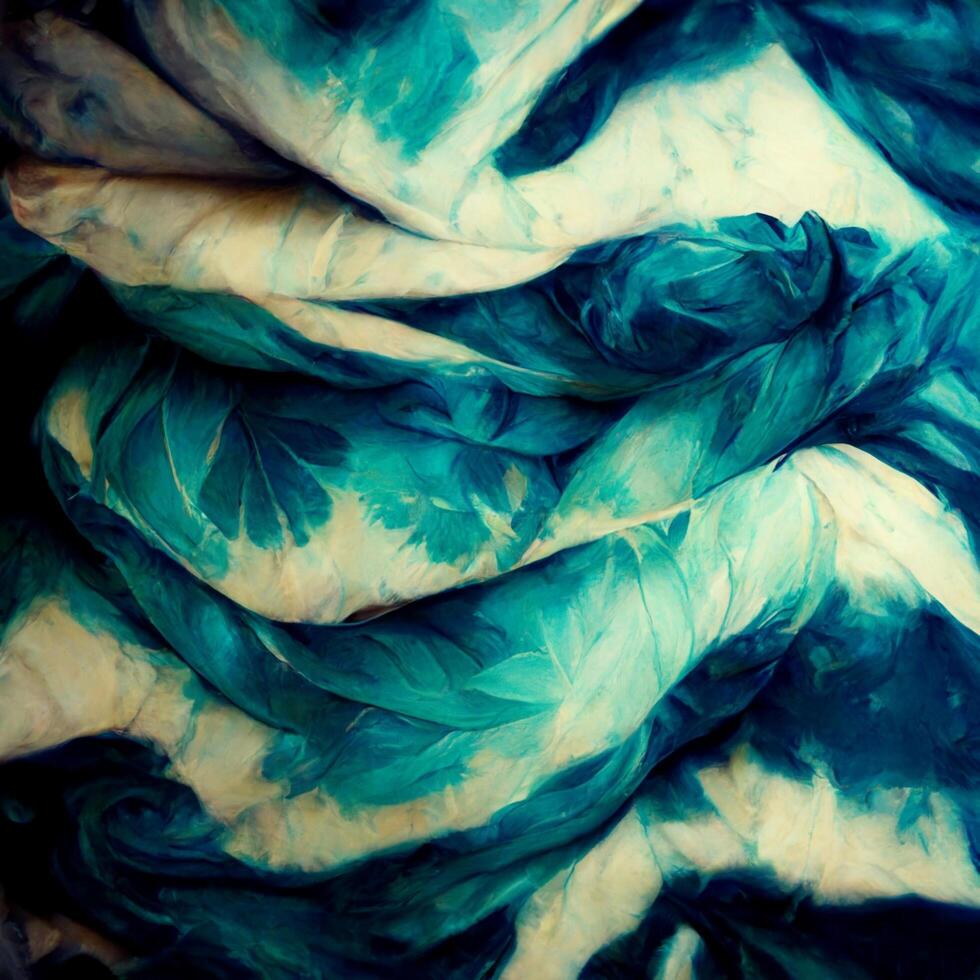 pile of blue and white sheets sitting on top of each other. . 23045432