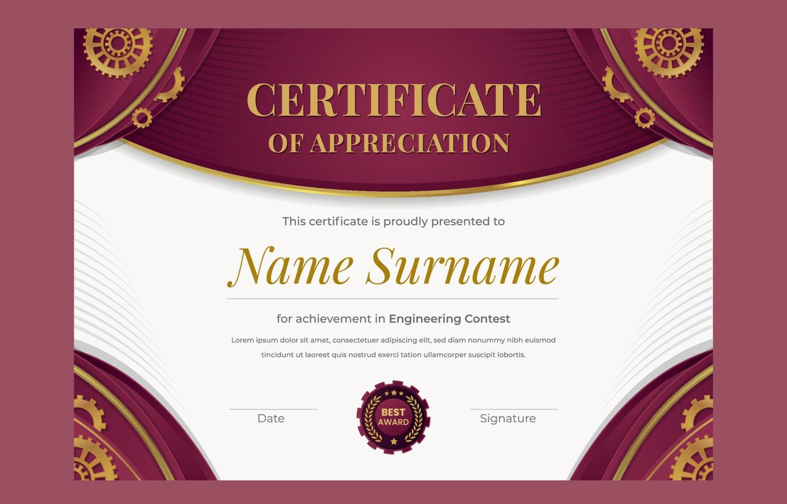 Modern Professional Engineering Certificate Concept vector